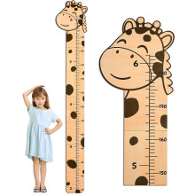 Kids Growth Chart Wooden Height Measurement Ruler with Cute Animal Design for Nursery Wall Decor