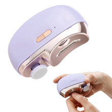 Washranp Electric Nail Clipper with Light, 2-in-1 Fingernail Cutter & Polisher, Rechargeable, Safe for Baby, Seniors, Adults