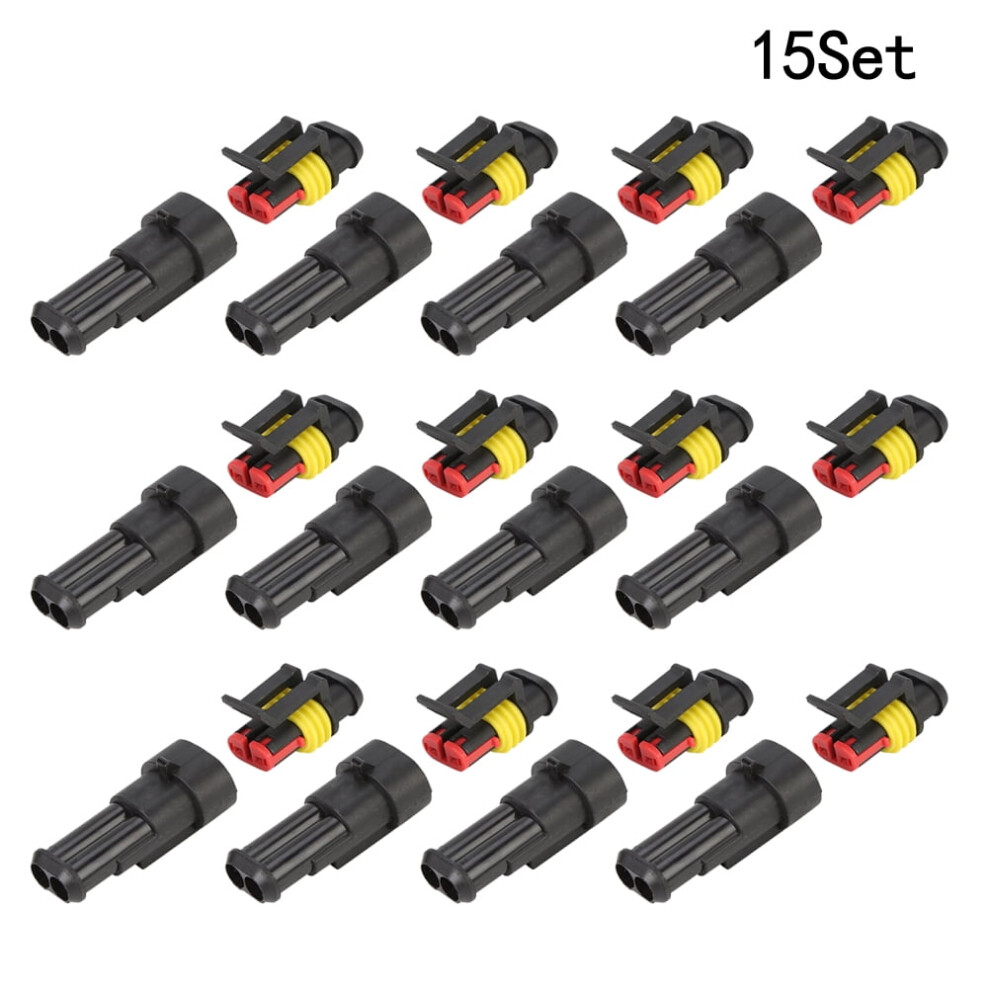 15 Pairs Waterproof Electrical Wire Terminal Connectors Plugs Kits For Motorcycles (2P 3P ) 9496895885791