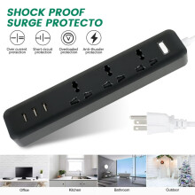 JUNWELL Outdoor Power Strip Waterproof With 3 Usb And 3 Ac Outlets Fast Charging Ports Extension Cord Flat Plug Overload Protection