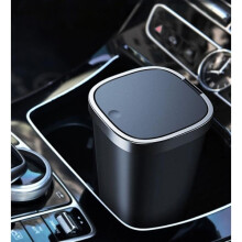 Black Car Trash Can with Lid, Small Cup Holder, Door Pocket, Trash Can for Car, Home, Office