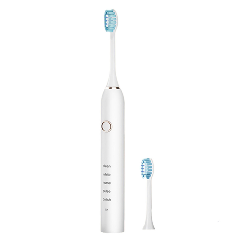 Yonrjhukm USB Charging Electric Toothbrush, Electric Toothbrush with 2 Brush Heads, Smart 5 ModesTimer Electric Toothbrush IPX7