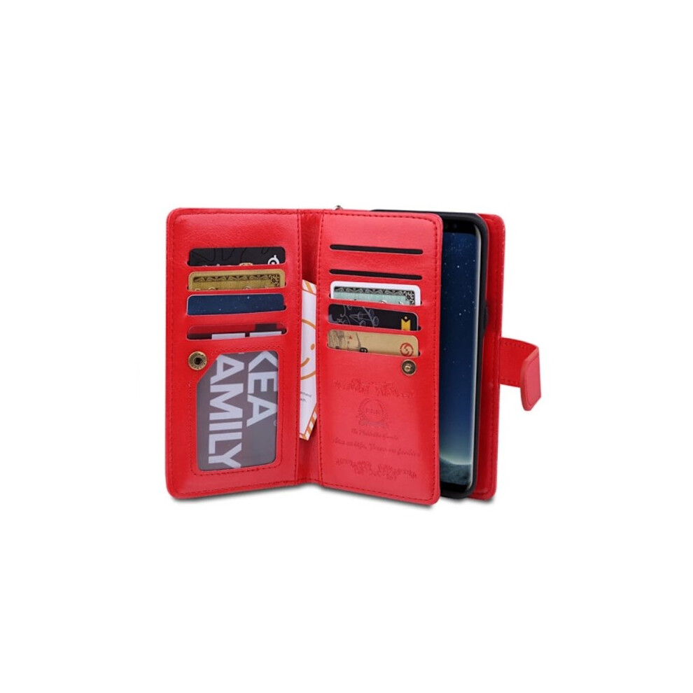 Wallet Case 9 Card Slots From Royben Compatible With Samsung Galaxy S8+ Red 9448990314300