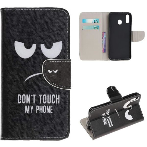 Wallet case compatible with Samsung Galaxy A20e - Don't Touch My Phone