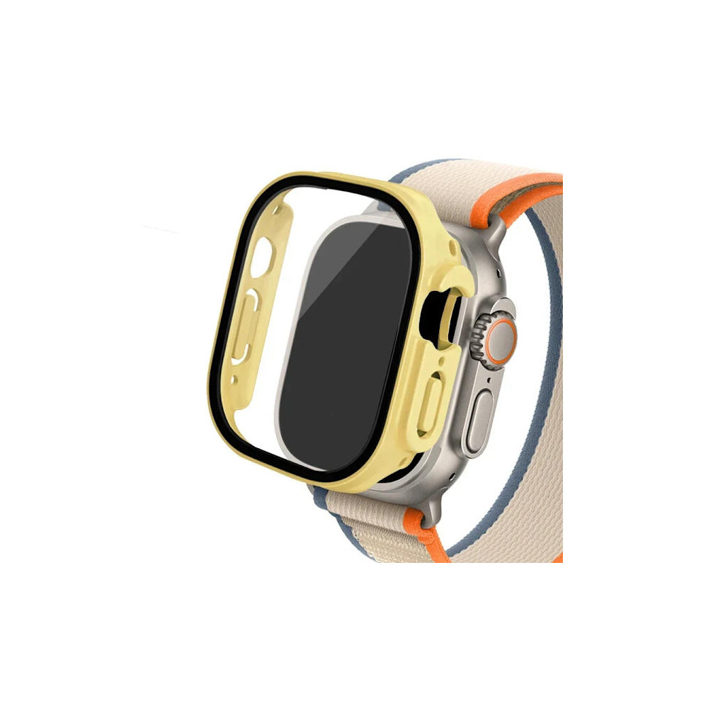 Glass+Case For Compatible With Apple Watch Ultra 2, 49Mm, Pc Bumper + Tempered Screen Protector, Smartwatch Iwatch Series Bracelet Accessory, Yellow 9448990314676