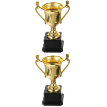 Children's Competition Trophy 2 Pack Gold Trophies Prop Kid Plastic Prize Parent-child
