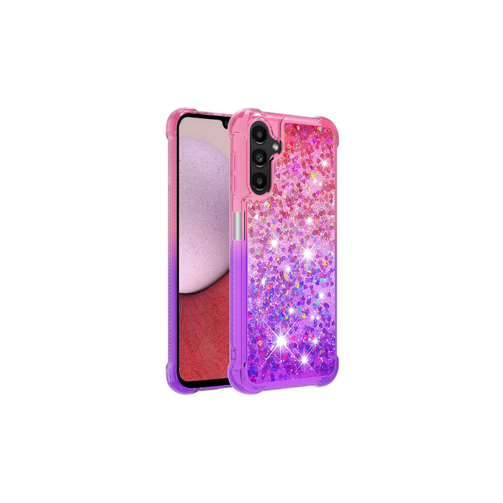 Skalo Compatible With Samsung A14 5G Quicksand Glitter Hearts Tpu Case - Multicolour Pink/Purple 9448990314485