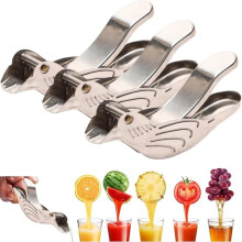 Bird Shaped Lemon Juicer 3pcs, Stainless Steel & Acrylic, Manual Citrus Squeezer for Lime, Portable Kitchen Gadget