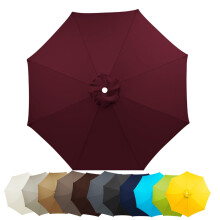 9ft Patio Umbrella Replacement Canopy for 8 Ribs, Waterproof UV30+ Sun Protection Outdoor Cover Wine Red