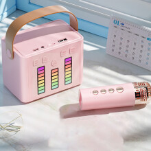 Txmfgh Colorful Lights Bluetooth Speaker compatible with all devices - Portable Karaoke, Rechargeable, Mic, Multi-Mode, Ambient Light