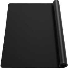 POWKOL Silicone Mats 24"x16" Black, Thicker Extra Large Heat Resistant Countertop Protector Liners for Oven, Air Fryer, Coffee Maker