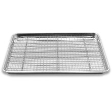 SANAG Baking Sheet Checkered Cooling Rack Chef Stainless Steel Pan Oven Bakeware for Kitchen Cooking, 26.5x20.5x2.5cm