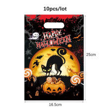 10pcs Halloween Candy Gift Bag Pumpkin Ghost Plastic Packaging Bag for Kids Trick or Treat Gifts Wrap 2024 Happy Halloween Party