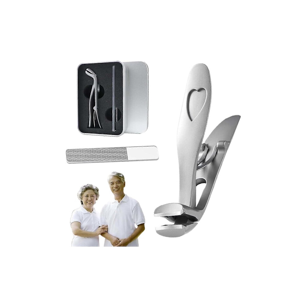 Nail clippers, nail clippers for seniors, ergonomic nail clippers large for seniors, nail clippers nail file set silver