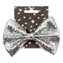 Glitter bow tie Silver Silver one size