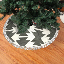 Christmas Fringed Lace Tree Skirt, Bohemian Aztec Dark Olive Tribal Mudcloth Geometric Soft, Light, Good Touch Tree Skirt 30"