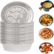 Tutuviw 6'' Round Tin Foil Cake Pans, Disposable Aluminum Pie Pans Oven & Freezer Safe, Pack of 50
