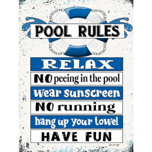 swimming pool Rules Hot Tub metal wall sign beer garden Decking home bar shed Size: 8 x 12 Inches