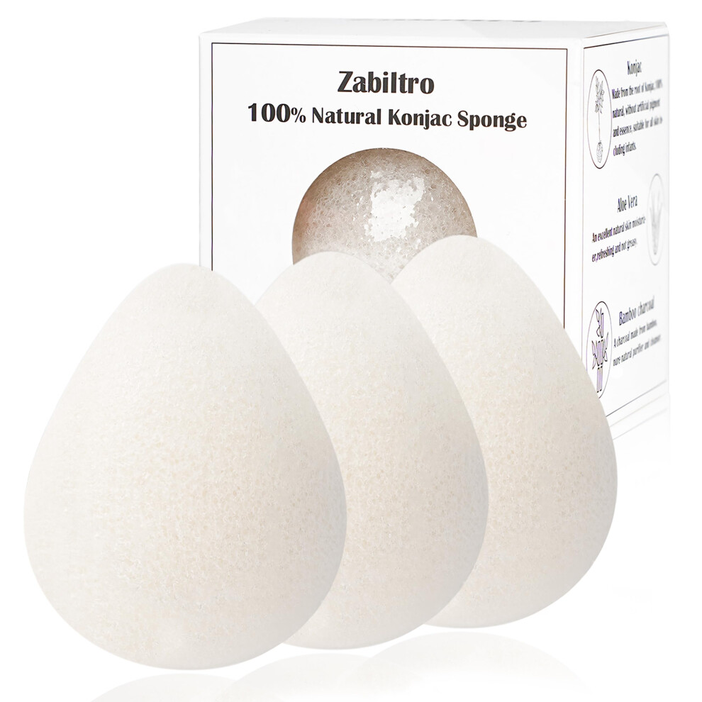 Konjac Facial Sponge Set for Gentle Exfoliation and Daily Cleansing, EcoFriendly 3 Pack