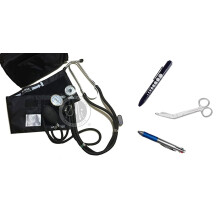 Sprague Rapport Stethoscope & Aneroid Sphygmomanometer Set, Reusable Penlight, Chart Pen, 5.5" Lister Scissors - compatible with medical kits