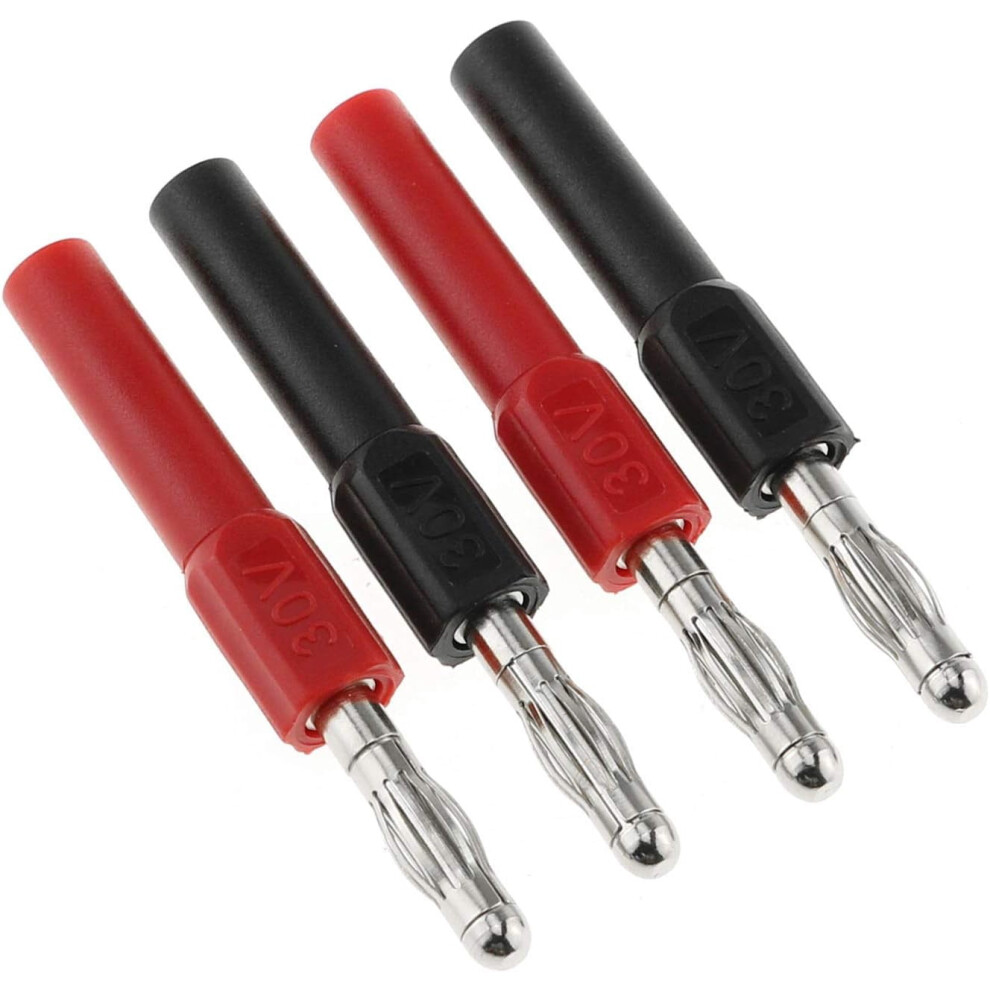 4Mm Male To Female Banana Jack Adapter Coupler Connector Extension, 4Pcs, 30Vac/60Vdc, 10A, Copper, And Black/Red 9193271529132