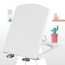 Soft Close Rectangular Toilet Seat with Quick Release Hinges Heavy Duty White 34.5x43cm