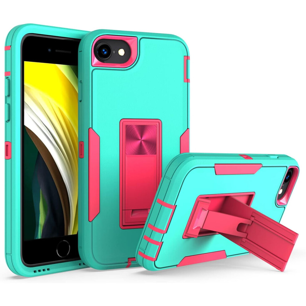 Compatible With Iphone 6/7/8/Se2/Se3 Case With Stand - Dustproof Hybrid Hard Pc Kickstand Case For Men Women, Rose Blue 9418476301254