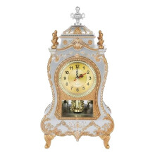 Pretty Comy European Antique Desk Clock Retro Clock Living Room Decoration Desk Clock Home Clock Brown Red/White White