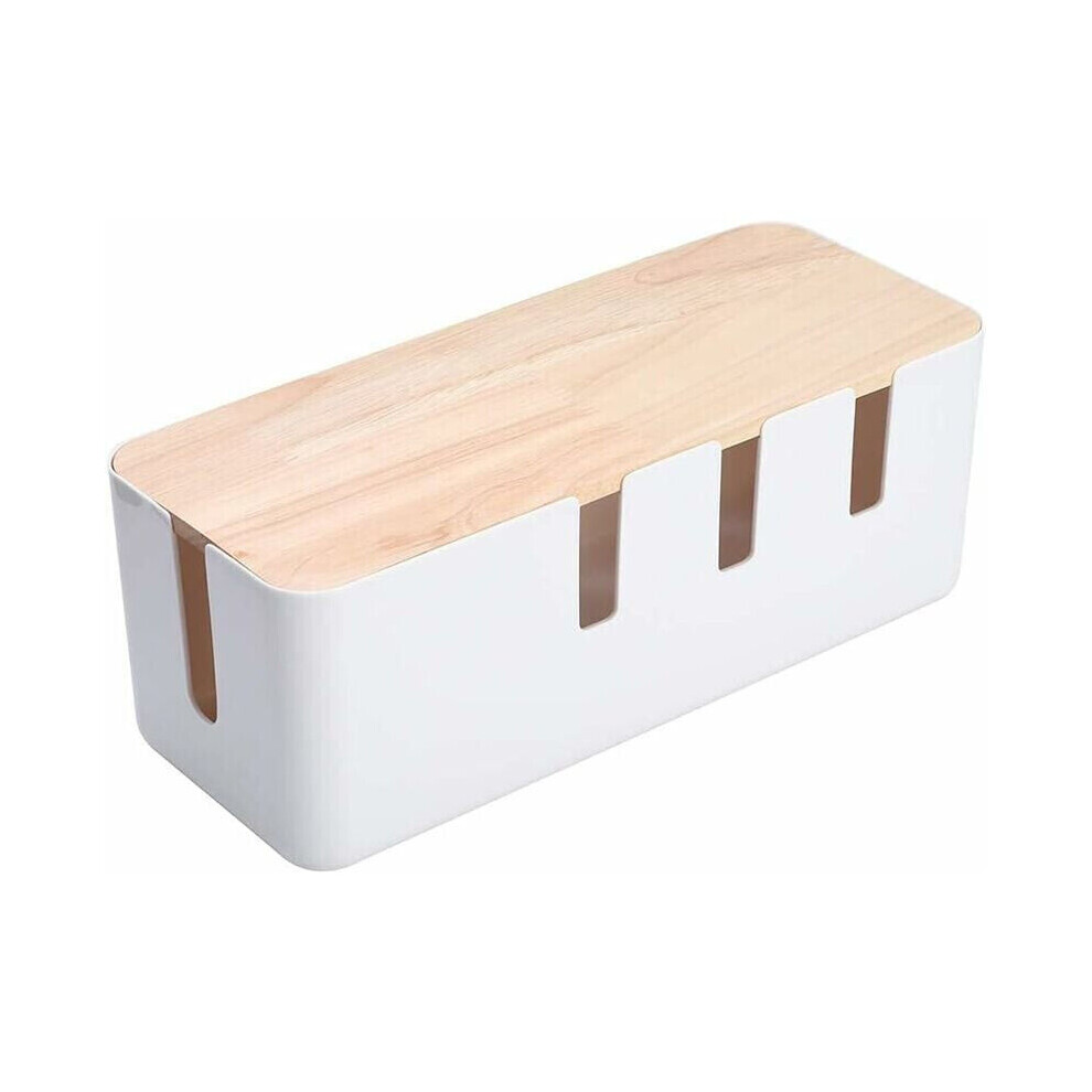 Cable Management Box 12X5x4.5" Wooden Style Cord Organizer Box Hides Power Strip 9130661582902