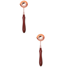 2pcs Wax Sealing Spoon Wood Handle Wax Sealing Spoon Stamp Melting Copper Spoon