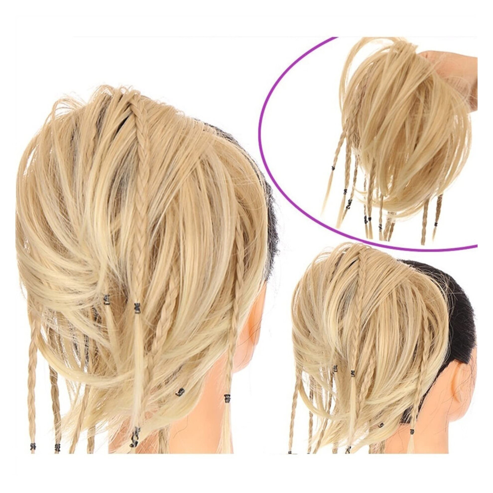 Unisex Synthetic Hair Bun Messy Curly Updo Elastic Braided Hairpiece Extension For Women (04)