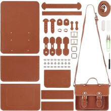 DIY Leather Handbag Making Kit PU Leather Messenger Bag Making Kit DIY Sew on PU Leather Satchel Making Kits 7.6x7.2x3.5 Inch Chocolate