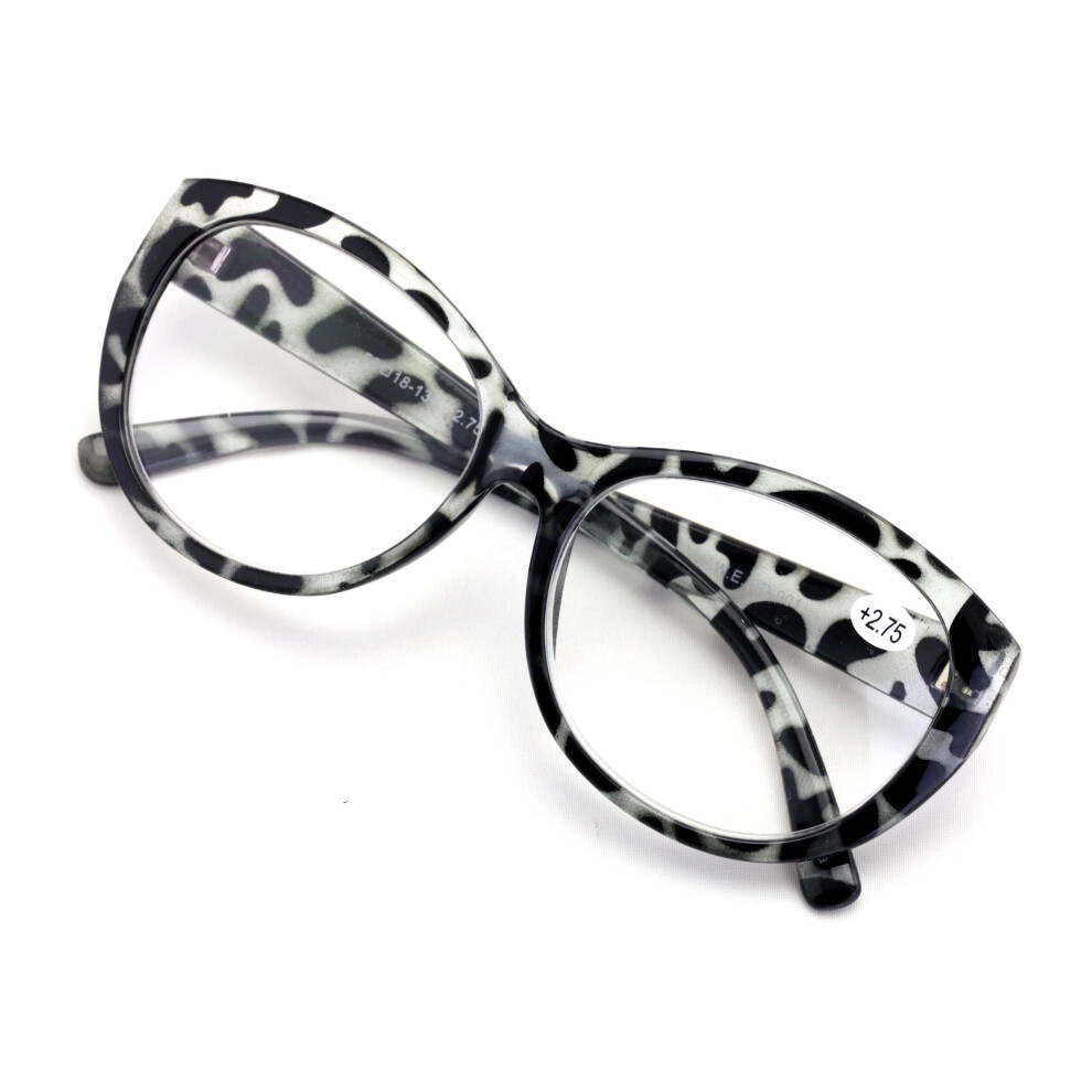 Women Oversized Reading Glasses - Clear Lens Readers Jackie Oval Leopard Checker