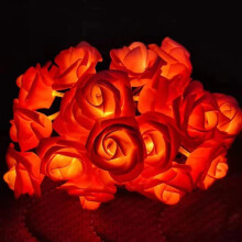 LED Rose Flower Fairy String Lights Battery Operated Warm White for Wedding Party Indoor Outdoor Decor (Red)