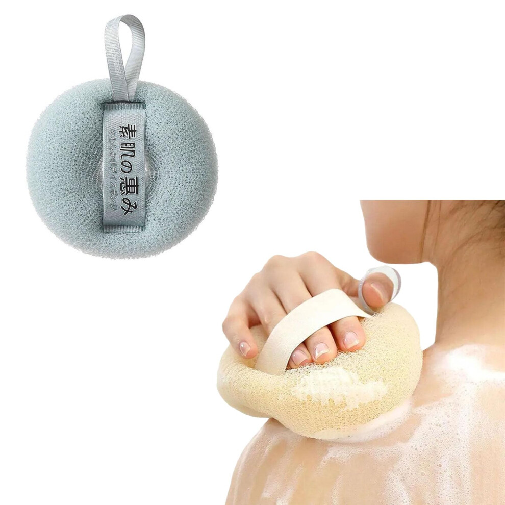 Blue Shower Loofah Bath Sponge With Handle For Gentle Exfoliation And Dense Foam Lather
