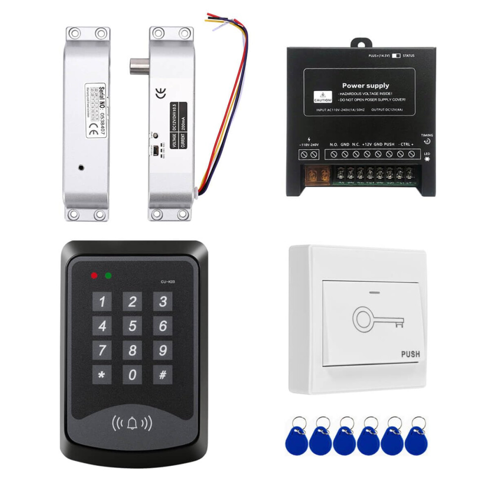 Access Control System Rfid Door Lock Keypad Fail Secure Electric Drop Bolt Kit With Exit Button 9053599942078