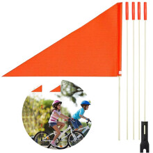 Bike Safety Flag with 6 Ft Adjustable Heavy Duty Fiberglass Pole, Bright Waterproof Orange