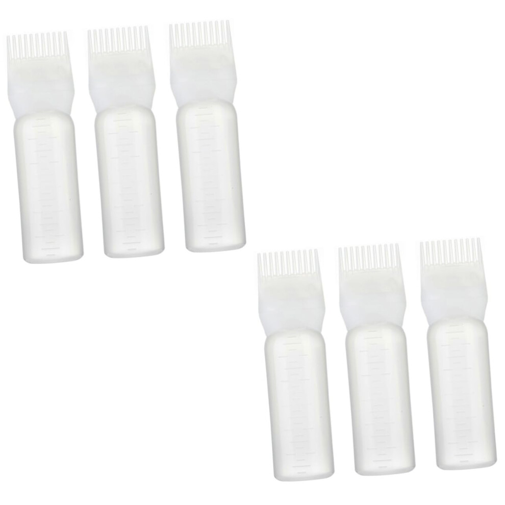 White 6Pcs Hair Dye Applicator Bottle With Comb For Precise Root Coloring Salon And Home Use