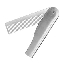Beard Comb for Men Stainless Steel Folding Hair and Mustache Comb Pocket Fine Tooth Travel Design