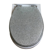 Glitter Toilet Seat Sparkling Black Resin Soft Close with Quick Release Hinges for Bathroom Decor