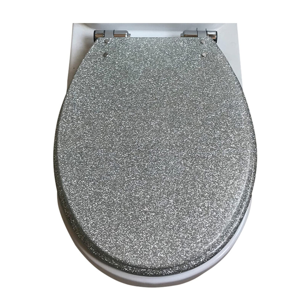 Glitter Toilet Seat Sparkling Black Resin Soft Close With Quick Release Hinges For Bathroom Decor 9053599943020