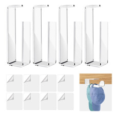 4 Pack Acrylic Hat Organizer Baseball Cap Holder, Clear Wall Mounted Rack with Strong Adhesive Hooks for Closet and Door Storage