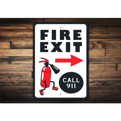 Fire Exit Sign Retro Fire Exit Sign Safety Sign Decor Fire Exit Sign Decor Fire Exit Gift Safety Gift Gift for New home Exit Size: 16 x 12 Inch