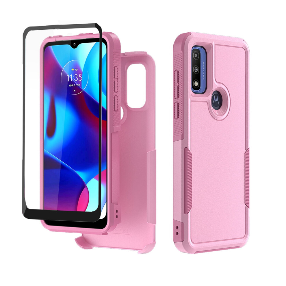 Xhy Moto G Power 2022 Case With Screen Protector, Military Grade Drop Resistant Tpu Case For Motorola Moto G Power 2022 - Pink 9499224108097