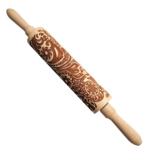 Winysin Embossed Tool Wood Pin Rolling Rolling Carved Kitchen Christmas Engraved Pin Kitchen,Dining Bar