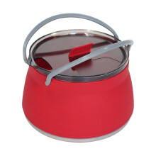 Foldable Camping Kettle - Portable Silicone Folding Pot, Outdoor Compressible Kettle for Travel, Compatible with Backpacking & Hiking