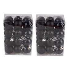 Staron 48Pcs Black Christmas Ornaments 30mm Shatterproof Mini Balls for Xmas Tree, compatible with standard hooks