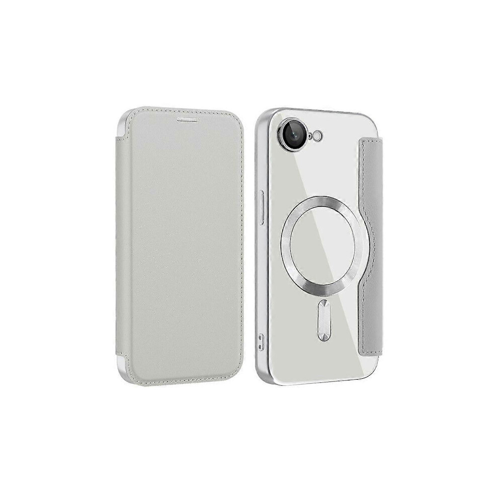 Phone Case For Compatible With Iphone 16E, Compatible With Magsafe Pu Leather Phone Case Titanium Grey 9180479472001
