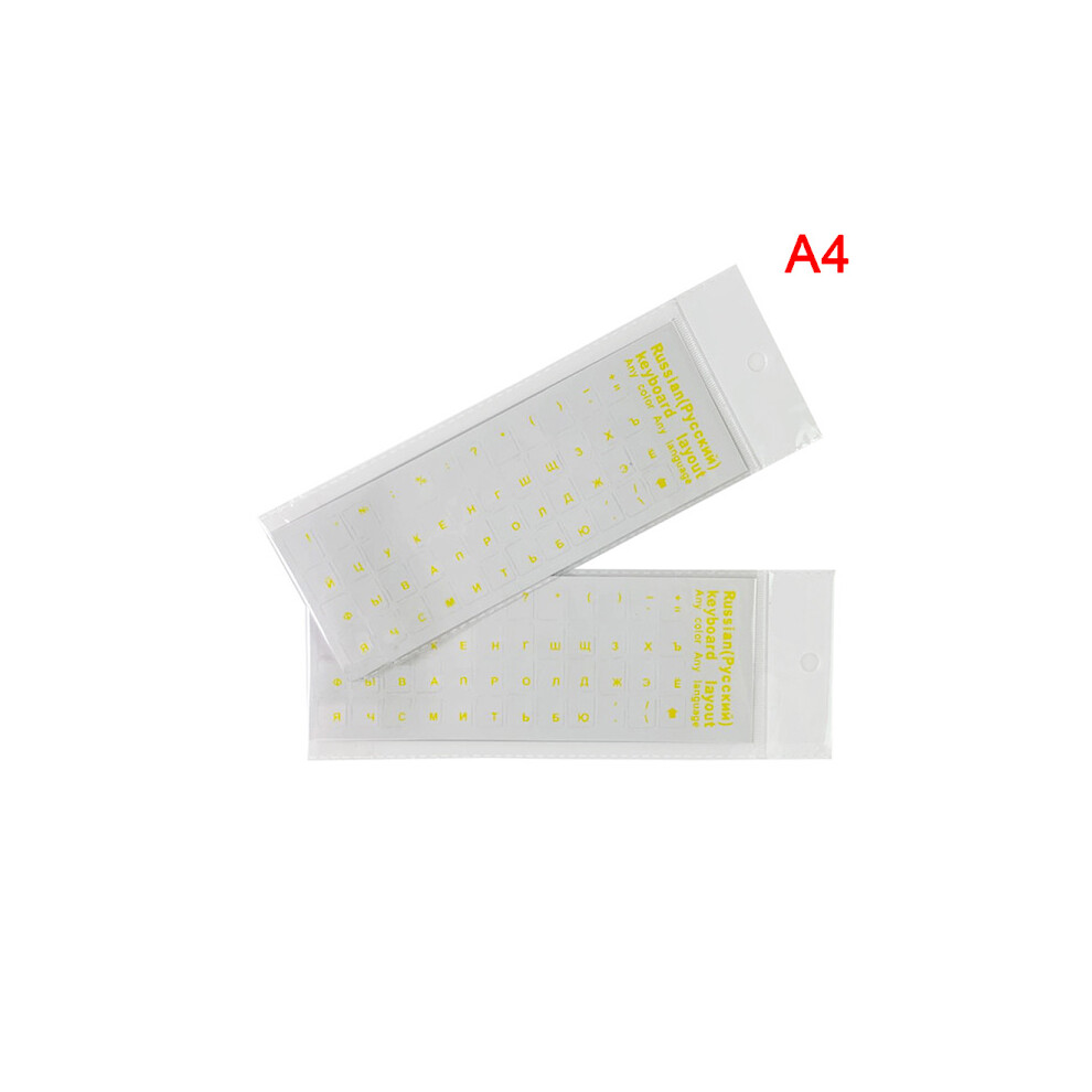 Russian Transparent Keyboard Stickers Language Alphabet Black W Yellow 9180479475828