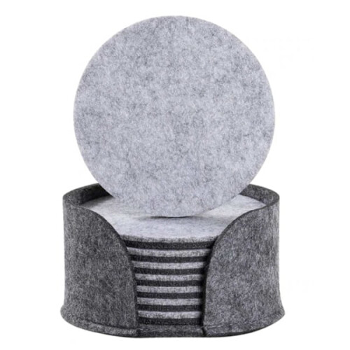 10-Pack Reversible Coasters in Grey Felt with Holder grey 2